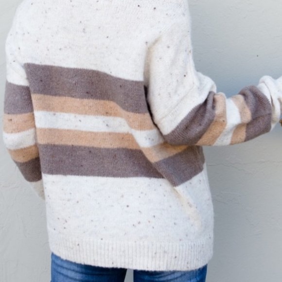 07 Cozy Striped Color Block Minimalist Sweater Top - Picture 3 of 7